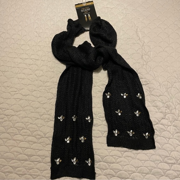 Black Scarf with Multicolored Jewels, NWT! - Picture 2 of 6
